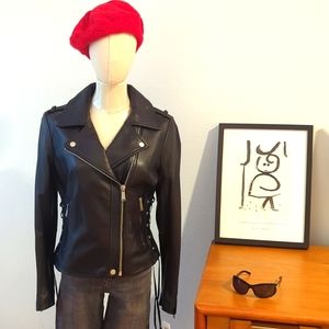 BCBGeneration Missy Leather Side Lace-Up Moto Jacket